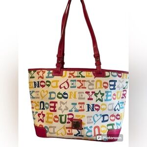 Dooney & Bourke White Multicolored Doodle Leisure Shopper Tote